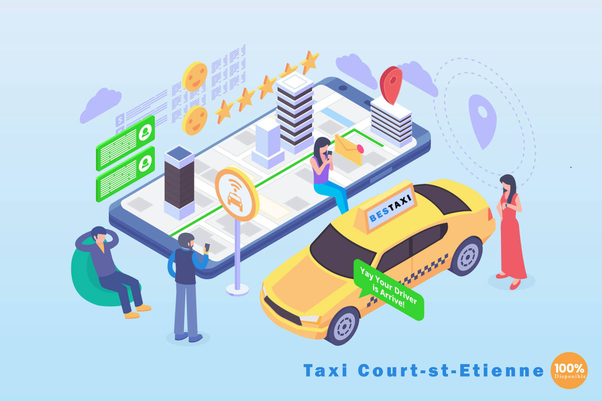 Service de taxi à Court-Saint-Étienne et ses environs